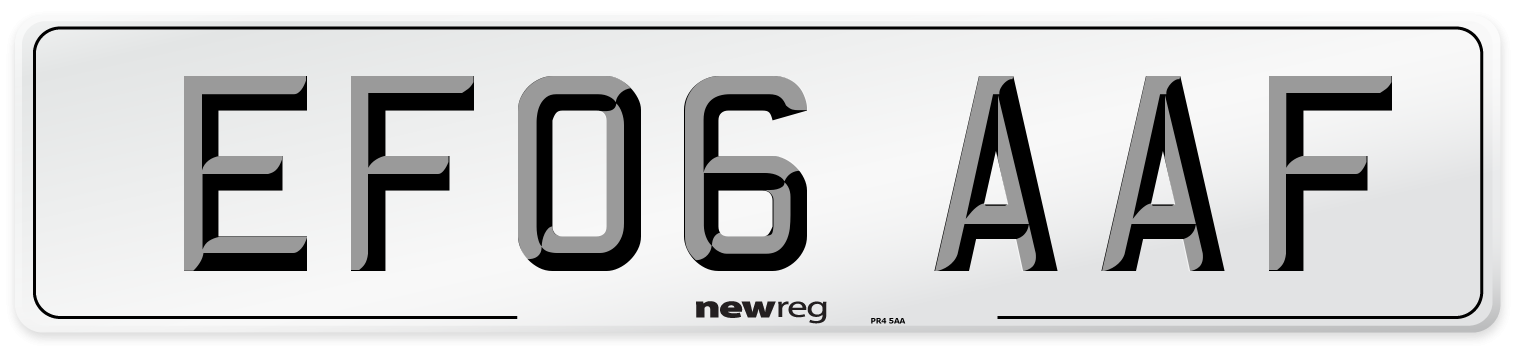 EF06 AAF Number Plate from New Reg